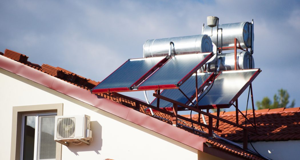 Solar heaters on the roof of the house